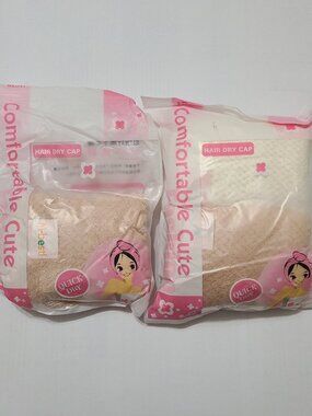 Set of 3 Microfiber Quick‑Dry Hair Caps – New